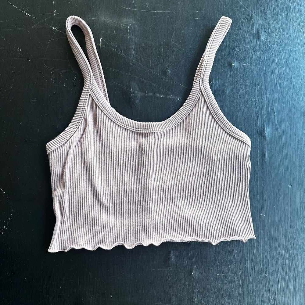 Dusty Lilac Ribbed Crop Top